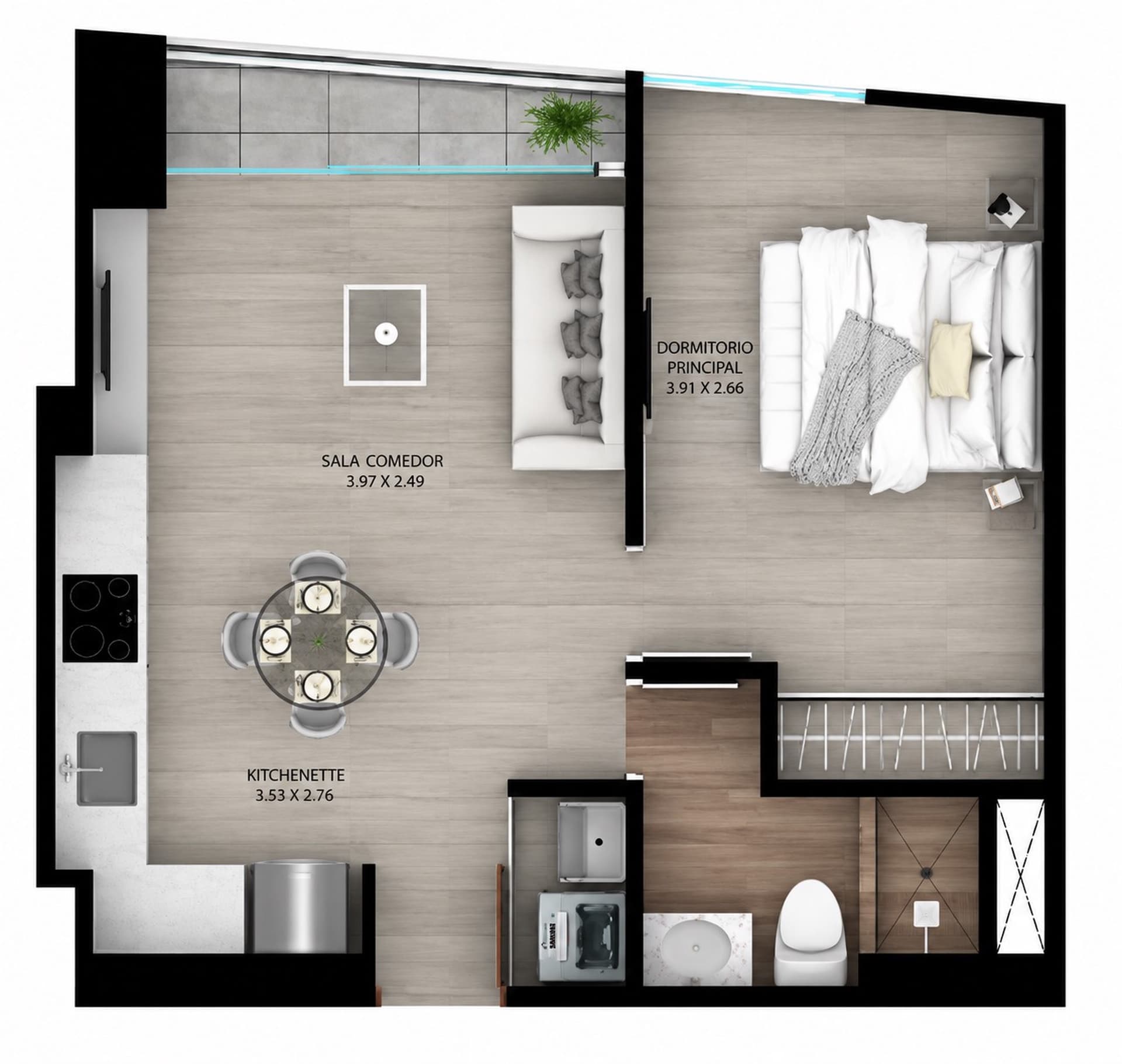 Depa en Alquiler 1 Dorm / Av Paseo de La Republica - Miraflores